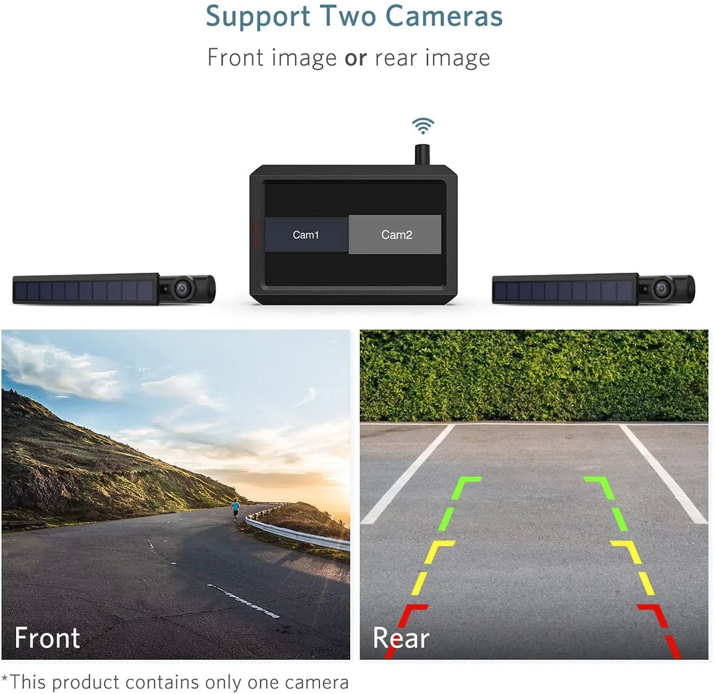 Solar Rear Cameras Camera Easy Installation with Wireless Supports Monitor, HD Backup View Systems 2 Backup Cars Kit Digital Panel