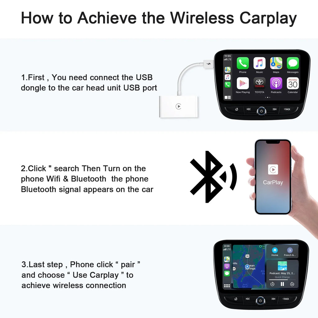 Replacement Carplay iPhone for Apple Player Navigation USB IOS Car Wireless Dongle Adapter