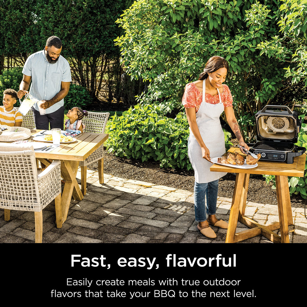 Ninja OG751 Woodfire Pro Outdoor Grill Built-In Thermometer,7-in-1 Master Grill,BBQ Smoker,& Outdoor Air Fryer Plus Bake,Roast,Dehydrate & Broil