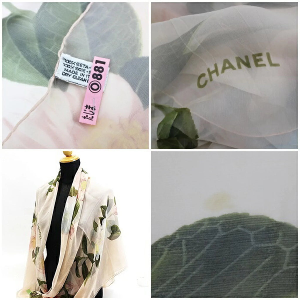 CHANEL Silk Scarf Chanel | Chiffon Stole Size Pre-Owned Pink Large Muffler  (Good)