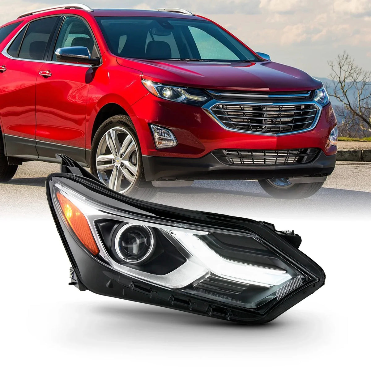 DRL Fits AKKON - 19 18 20 Right [HID/Xenon Type] 2018 Side Chevy 2020 Passenger Chrome Headlamp Headlight Equinox 2019 LED 2021