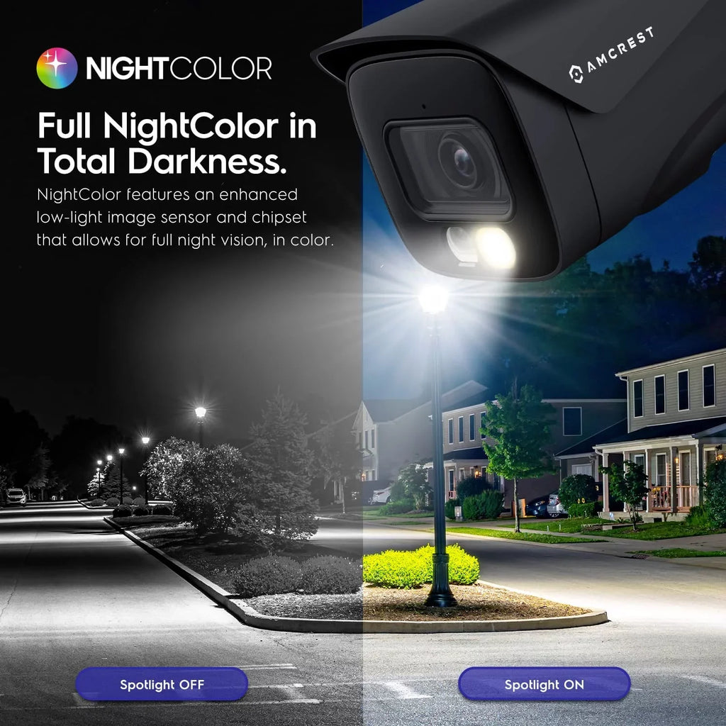 FOV AI 129°, IP8M-2796EB-AI Weatherproof, & Detection, Amcrest Human (3840x2160) Nightvision, Outdoor 49ft @15fps, 4K Camera IP67 Camera, PoE Vehicle UltraHD 8MP Black, IP 4K Security Color
