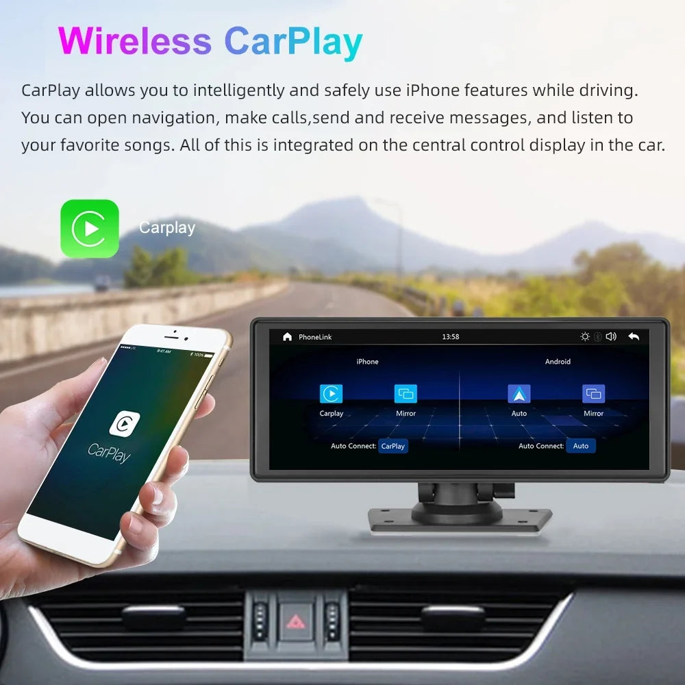 Navigation, Radio Bluetooth,Backup Multimedia AUX, Touch with Android Recorder Player Car Screen Wireless Camera, Receiver Stereo Polarlander Carplay 9.3 Audio Car Inch Car Apple TF, GPS Play Auto,