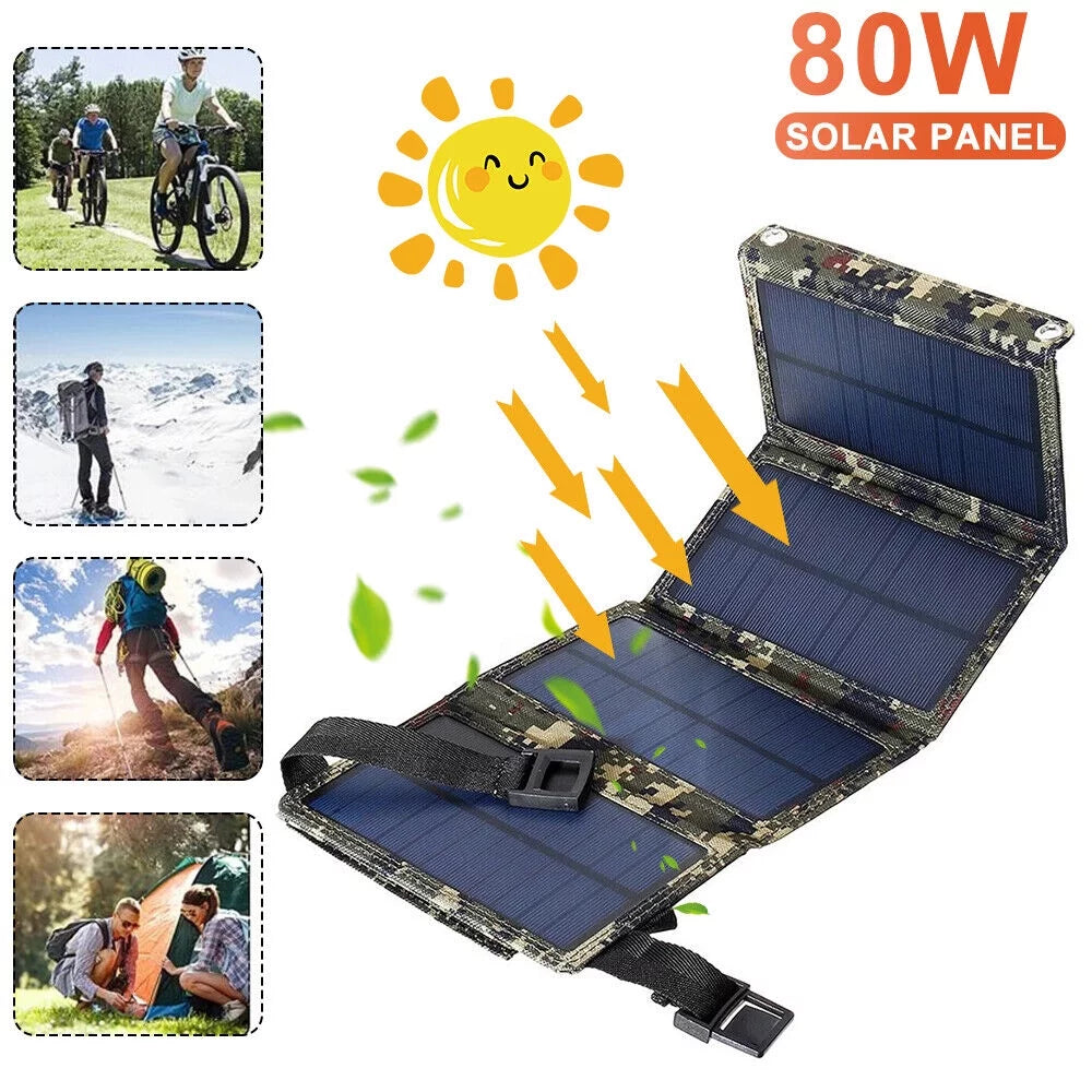 Camping Quality Battery Panel Charger Phone Rechargeable Portable Hiking Outdoor USB OnemayshipOnemayship High Solar Foldable 80W