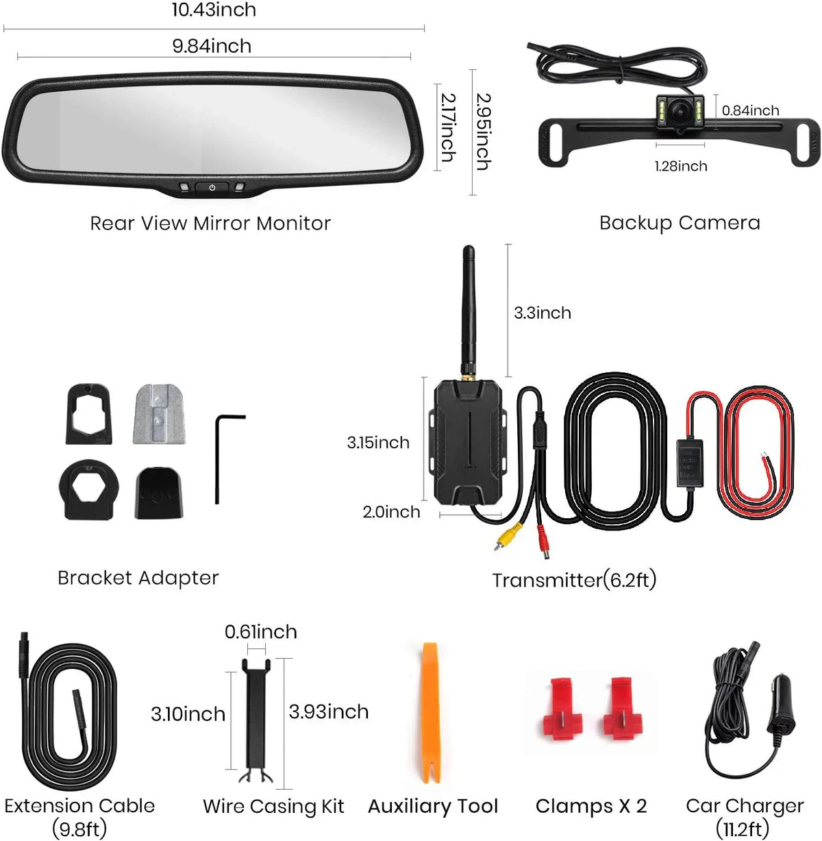 Wiring No View Mirror (T1400U) Rear Kit Auto-Vox Installation Trucks, Monitor OEM Backup for Camera Wireless Look