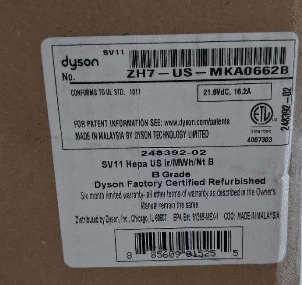 Cordless Dyson White-REFURBISHED Allergy V7 Vacuum, HEPA