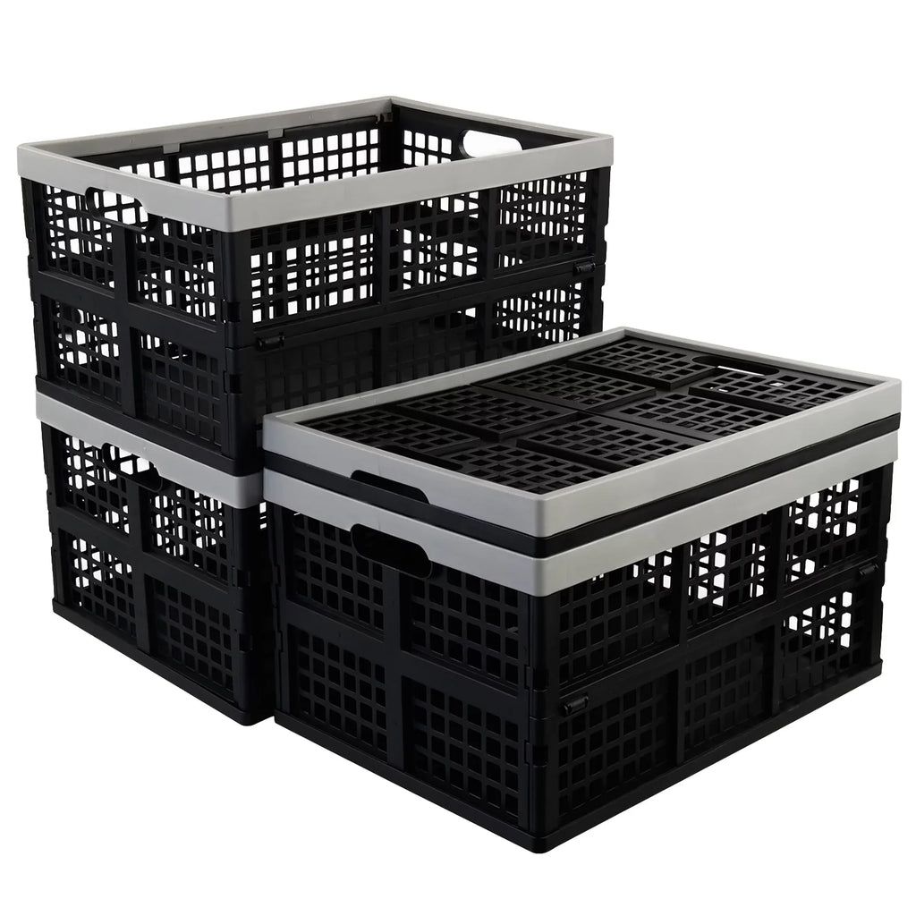 L Pack Ponpong 2 42 Crates, Folding Collapsible Plastic Storage, Crate Storage