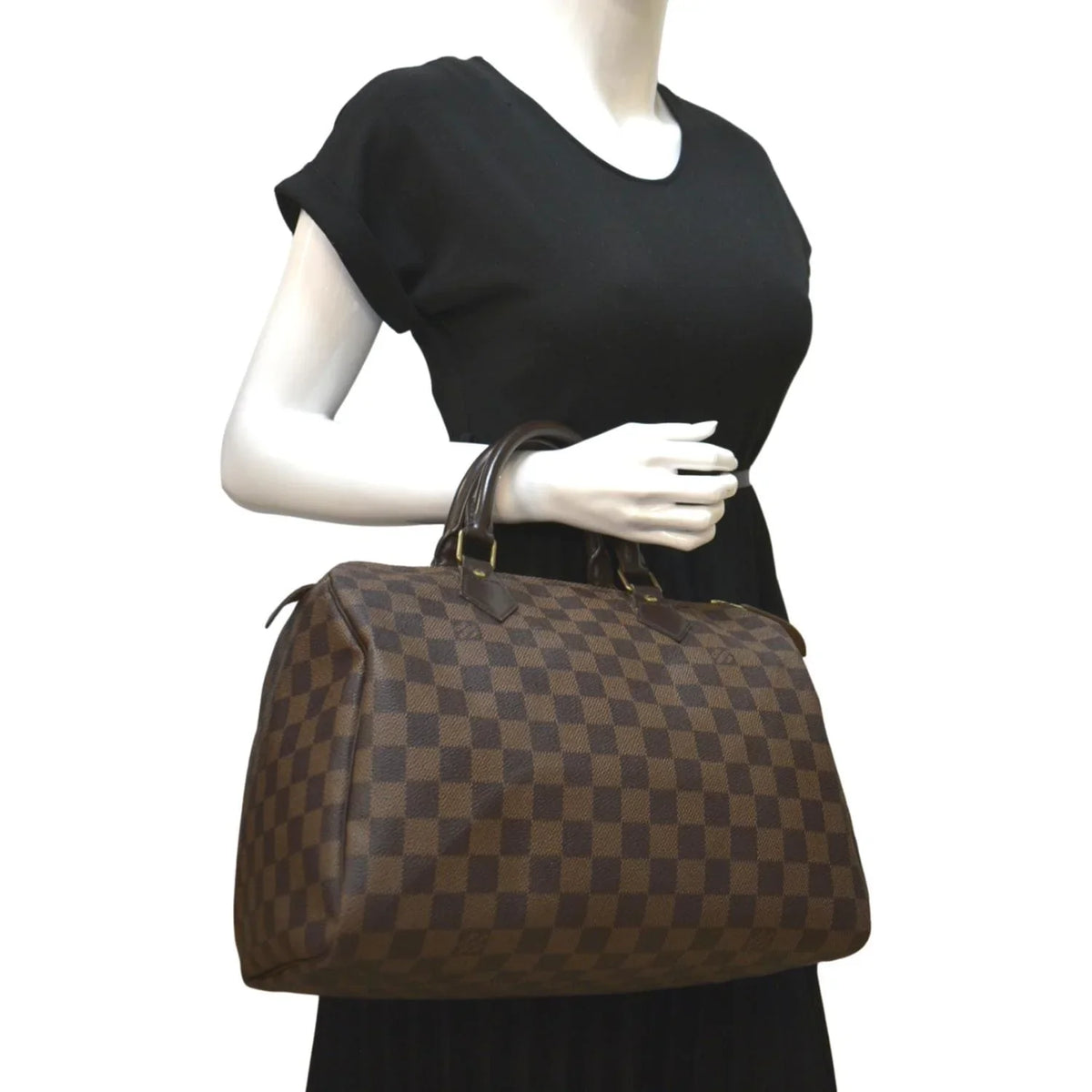 LOUIS Satchel VUITTON Bag Damier Ebene 25 Speedy Brown Used