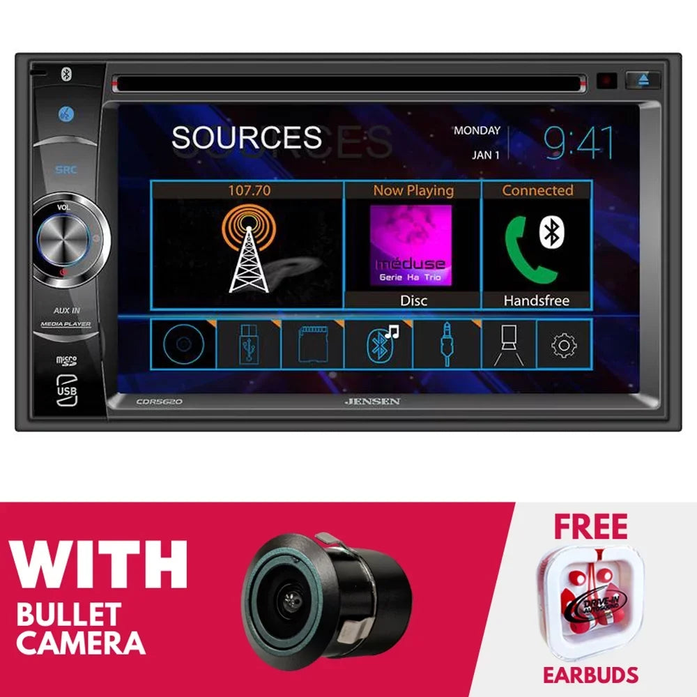 Camera New Bluetooth CDR5620 CD/DVD with and Inch Jensen 6.2 Backup Bullet Receiver
