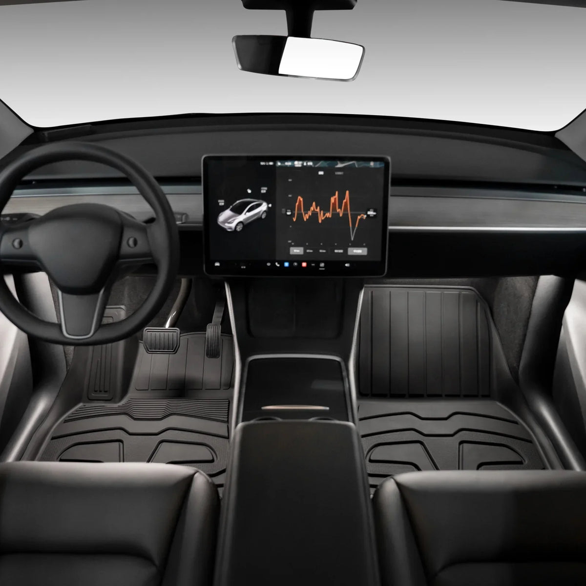 '+ Tray Motorsports Row Floor Tesla rs, Mats Custom Duty Rear Mats, Set with Mat Front Cargo Trunk Black All & Full Protection Heavy Y, Weather Ikon 3D Compatible TPE Model 2020-2023 Floor 2nd