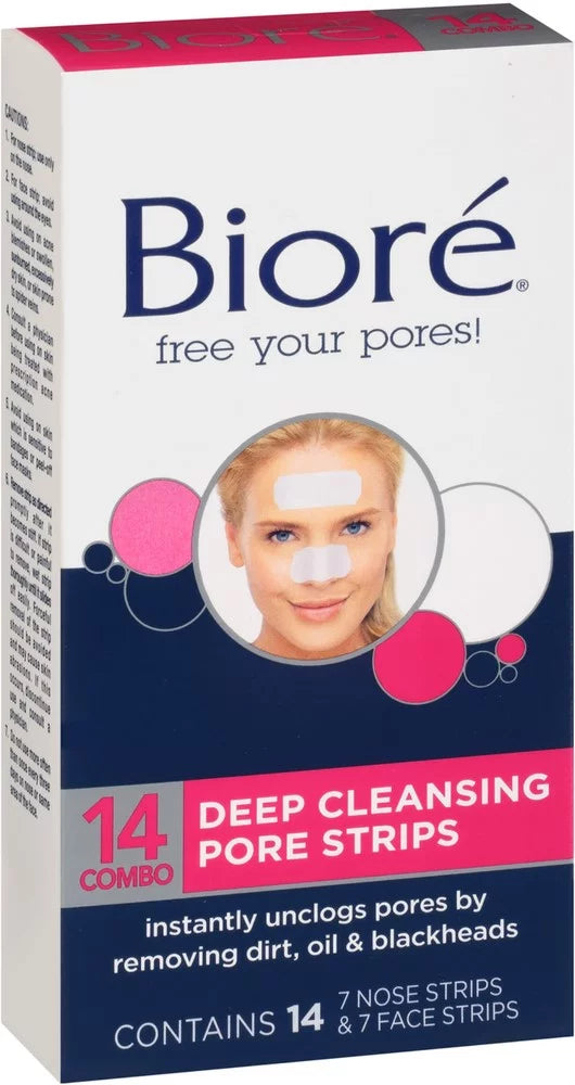 Strips 6) of Deep Combo (Pack Cleansing 14 Face/Nose Pore ea Biore Pack