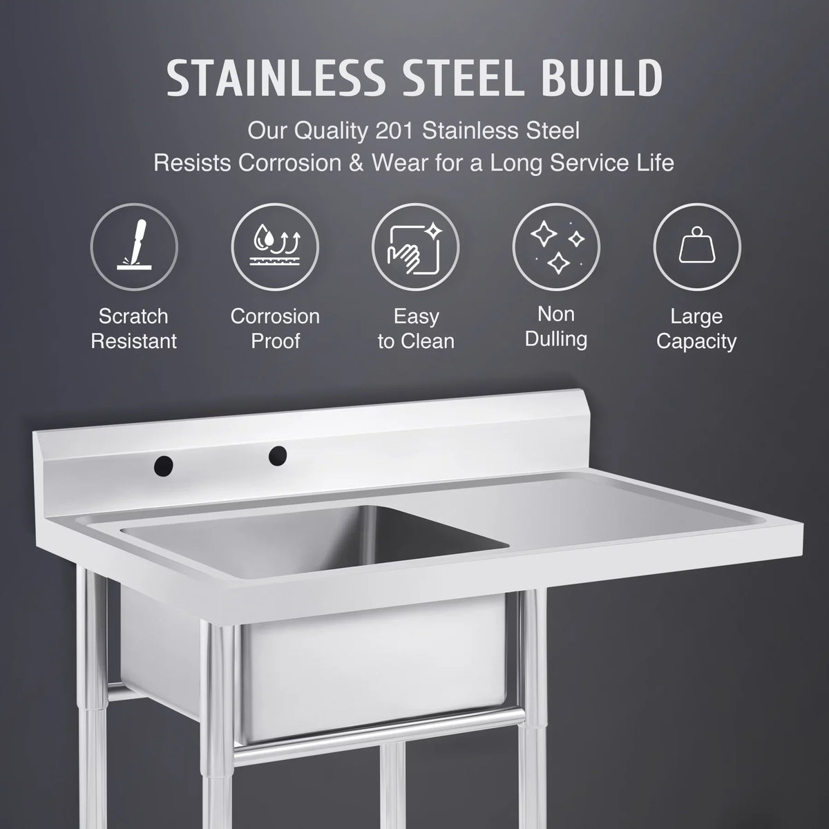 Wilprep Bar for Backsplash Strainer Drainboard Utility Commercial Steel Stainless Sink Kitchen w