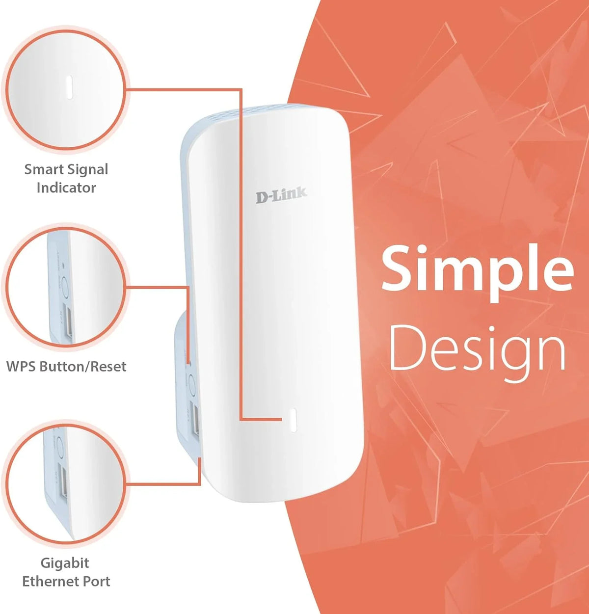ft | Mesh LAN Sq. Gigabit Cover WiFi 2300 AX3000 6 D-Link (E30) AI | up 1x Extender Port | to Range