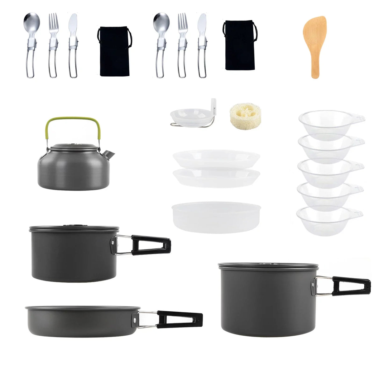 and Mess Kit Non Pan Pot Cookware Backpacking Cooking Set Kettle and Anself Camping Stick with for