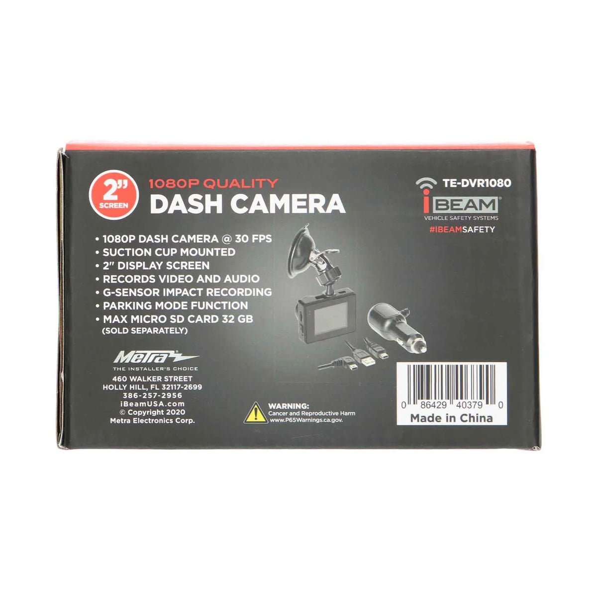 LCD Mount TE-DVR1080 1080P iBeam w/ Windshield Dash Suction Camera 2" Screen