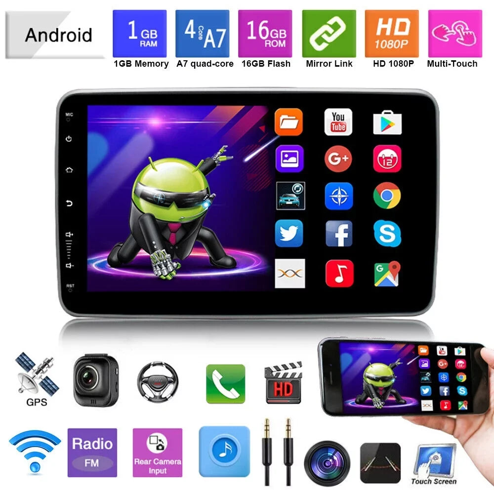 GPS Dual Android Screen Wifi 9.1 Din On-Board Navigation Touch Player Jahy2Tech Inch 10
