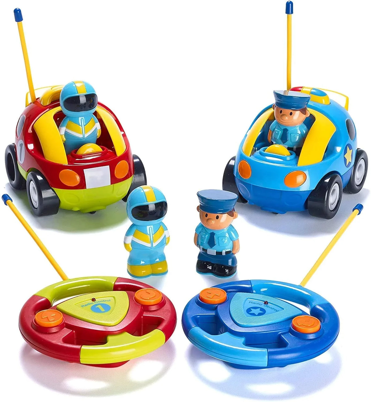 '- Different Can Cars Prextex Car Toddler Pack 2 So Boys Race 2-4 - for Ages Gifts Toys Race for Control Cartoon Each with Car & Girls Police Boys, - Together | Both RC Remote and Frequencies Kids,