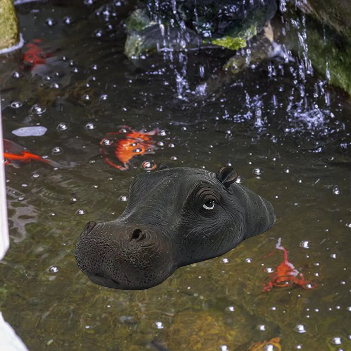 Closed Pool Head Swimming Realistic Animals Statue for Floating Mouth Hippo Novelty Ornaments