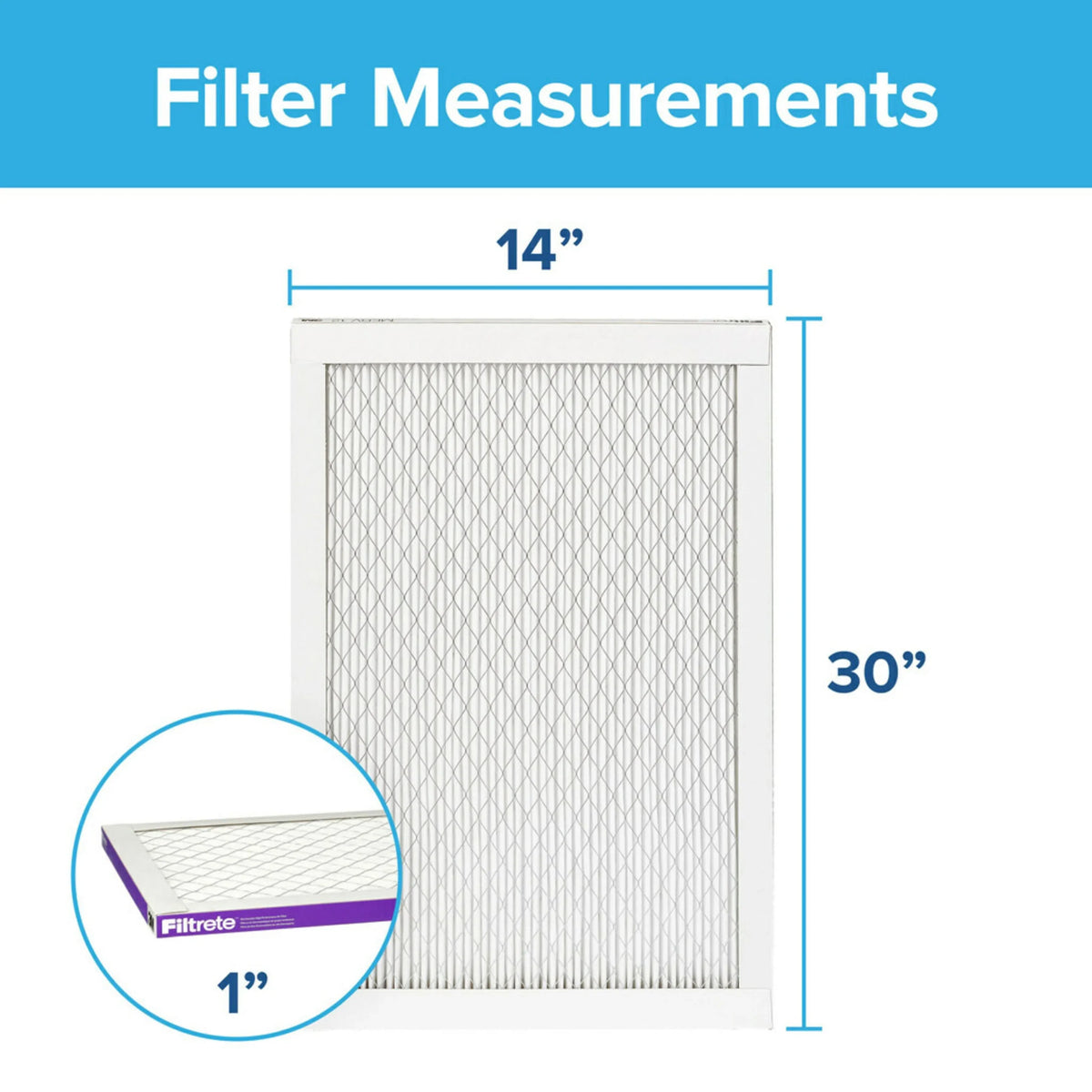14x30x1 1500 12, Air Allergen MPR Filter, MERV 4 Reduction, Filtrete Filters Advanced