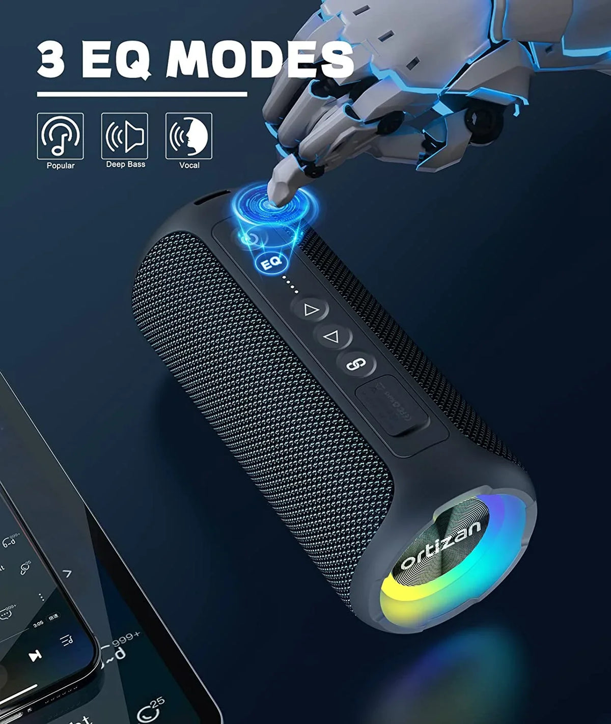 IPX7 Deep Speaker, with Ortizan Speakers Bluetooth Speakers, 40W Stereo Liquidproof Loud Portable