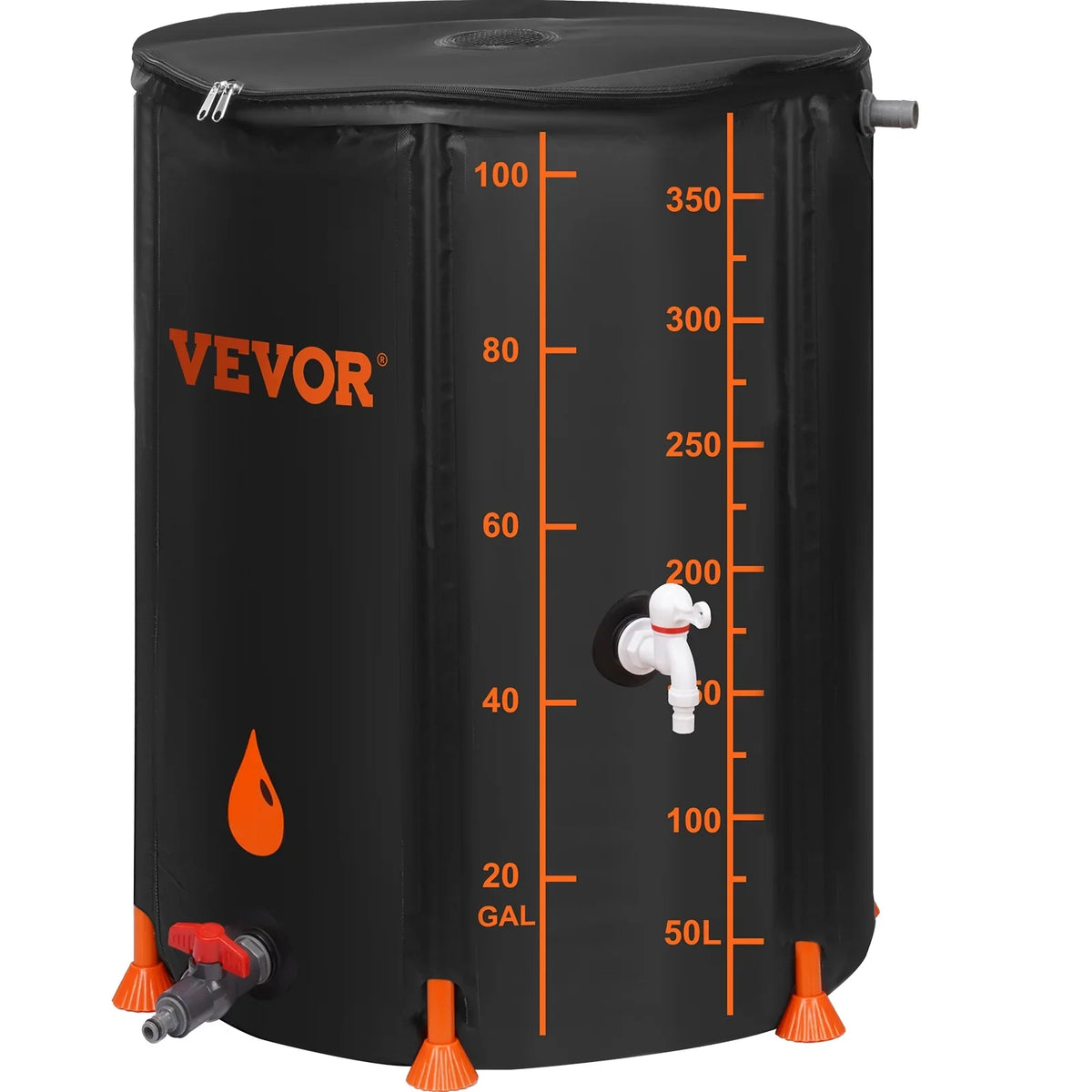 Rainwater and Kit, Capacity, Overflow System Container Barrel, Collection Spigots BENTISM Including PVC Rain Collapsible Portable 100 Gallon Storage Tank Liquid Large
