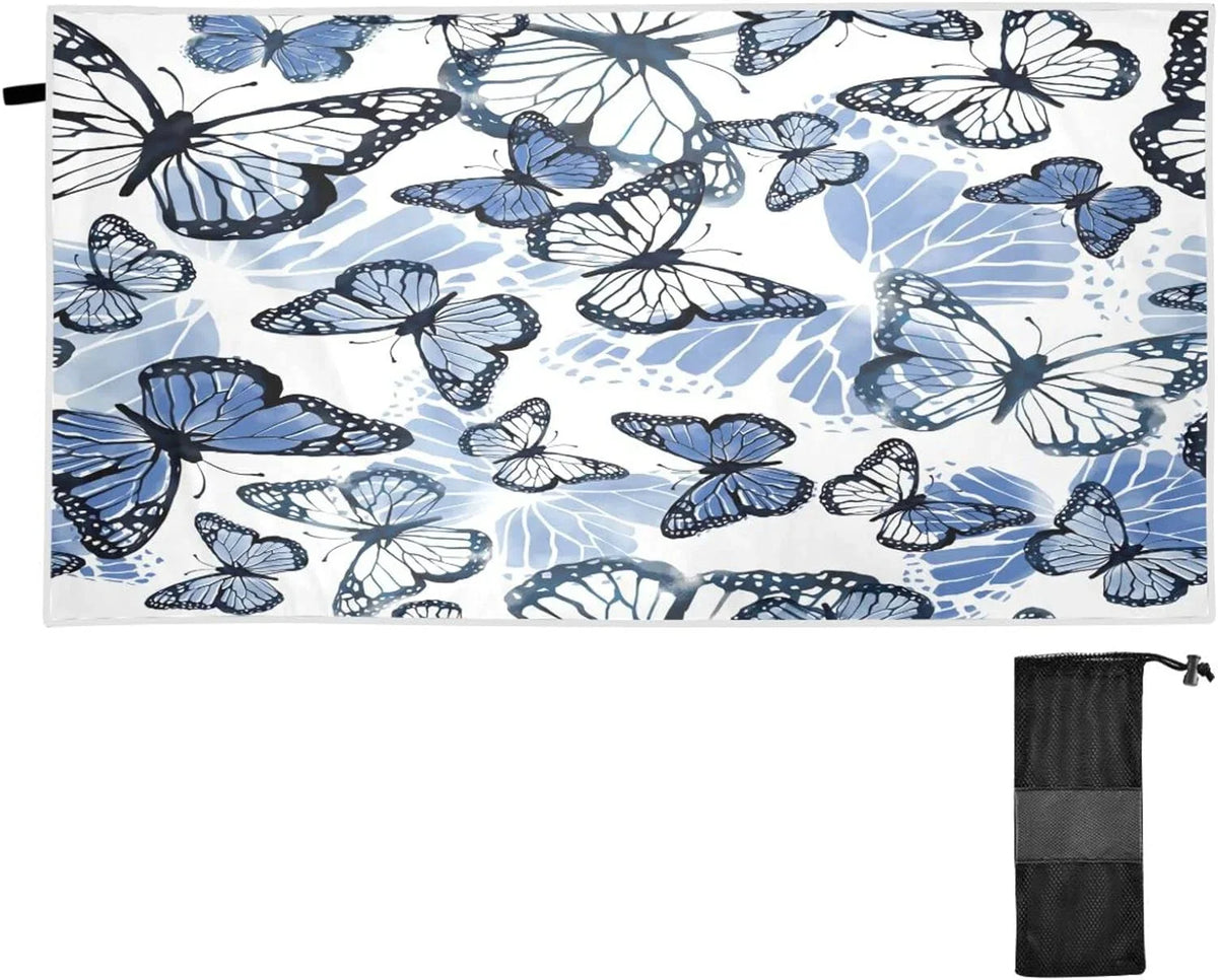 Beach Quick Bestwell Swim Blanket, 30”X60” Microfiber Bath Towel Blue Lightweight Thin Dry Oversized Free Towel Pool Multipurpose Butterfly Shower Towel, Towel Yoga Sand