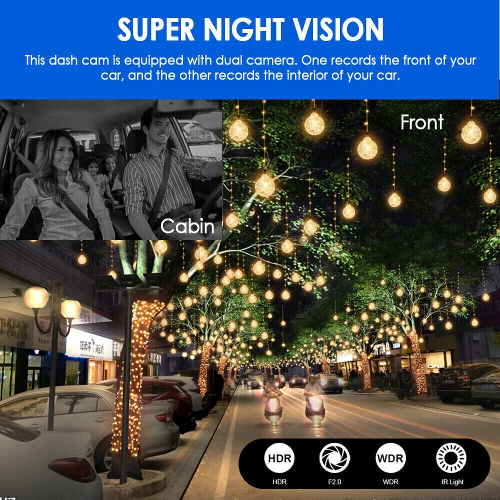 Car Jahyshow Front w/ DVR Dual G-Sensor Lens 1080P Camera Recorder Video Inside Dash Cam
