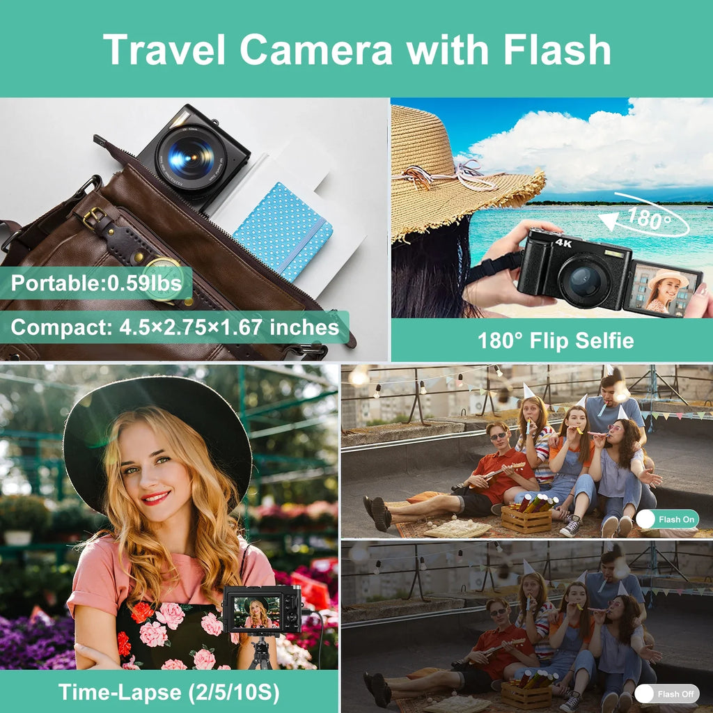 Photography 16X Video 48MP Digital 4K Camera Card 32GB Autofocus Cameras Vlogging for with Camera You for Digital Zoom