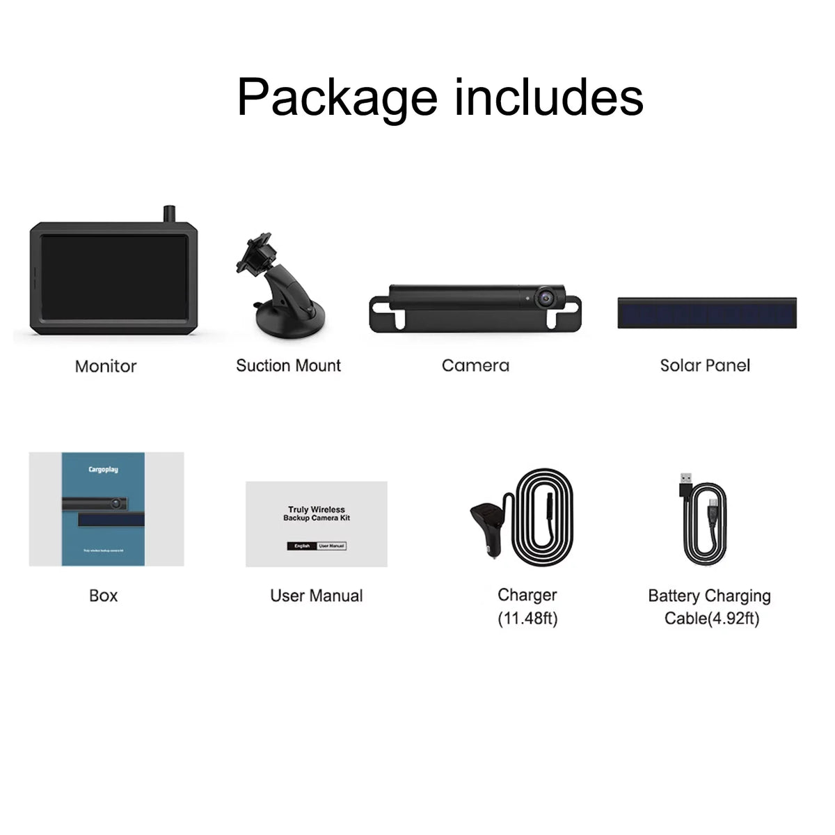 Solar Rear Cameras Camera Easy Installation with Wireless Supports Monitor, HD Backup View Systems 2 Backup Cars Kit Digital Panel