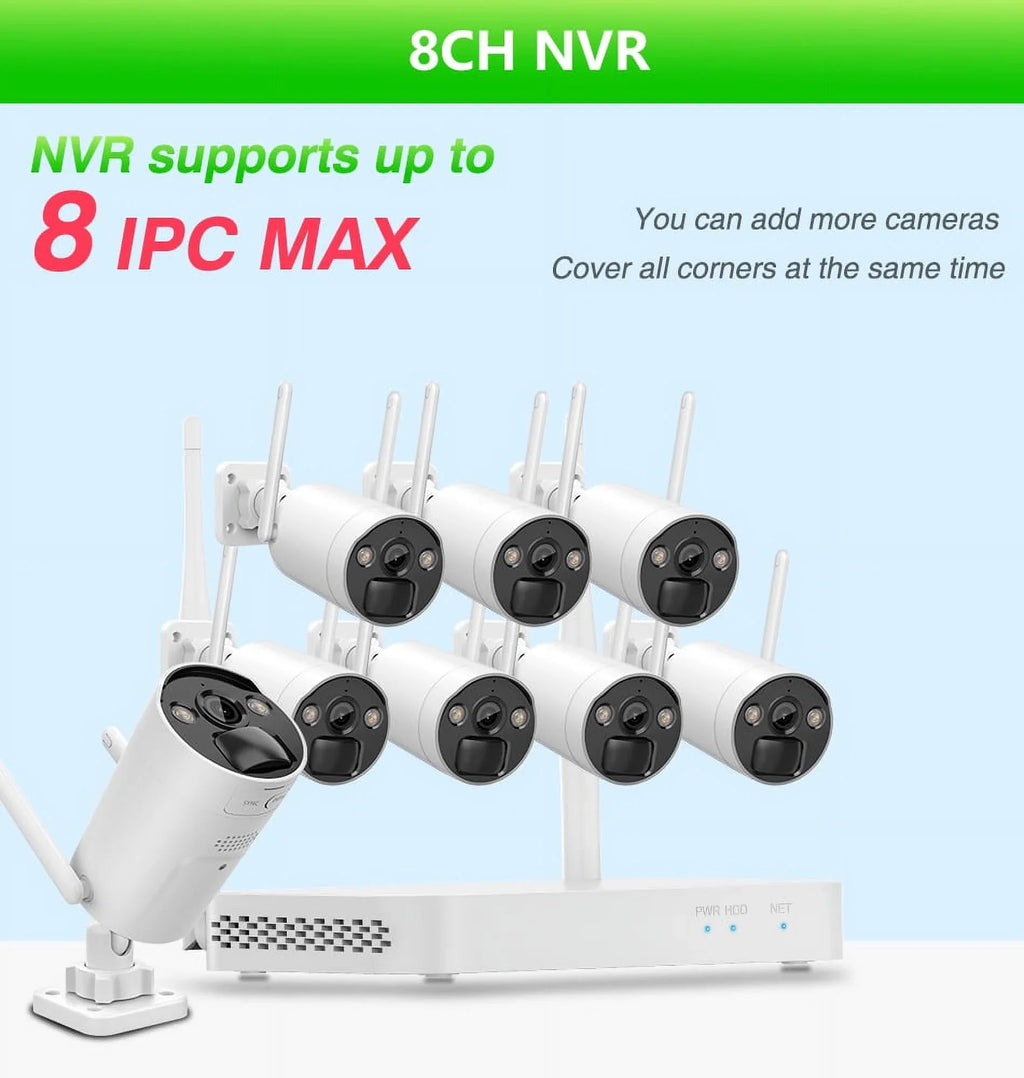 Wireless Panels HDD Solar 4 4Pcs , NVR 2.5inch Battery , Camera WiFi 3MP 8CH CCTV VIKVIZ System