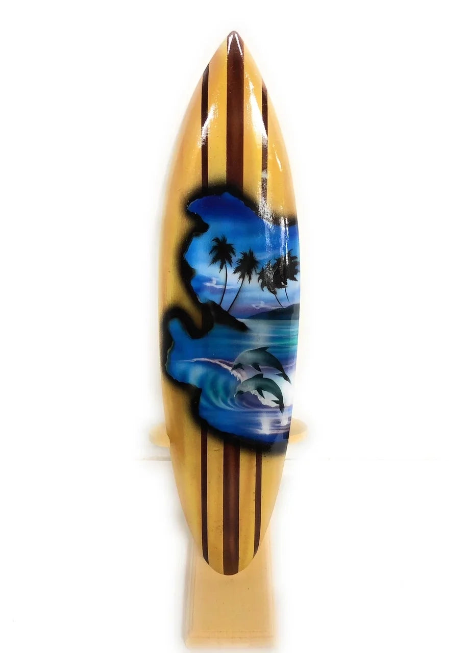 '- 16" | w/ Stand Design #lea04b40 Surfboard Trophy Dolphins