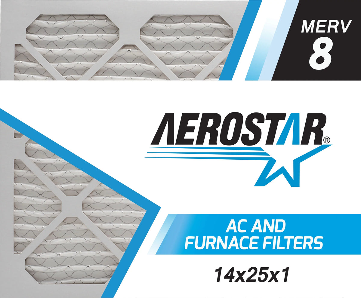 AC Air 14x25x1 8 Furnace Filter, Air MERV Pleated Pack Filter, Aerostar 2