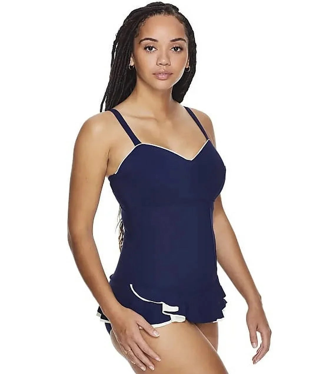 by UK Gottex NAVY/OFF Belle Underwire 14D 12D, Swimdress, Profile WHITE US Curve