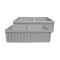 Matte Whitehaus Collection Fluted - with Front a Bowl Double Apron Farmhaus Fireclay Quatro Sink Fireclay Reversible Light Alcove Cement