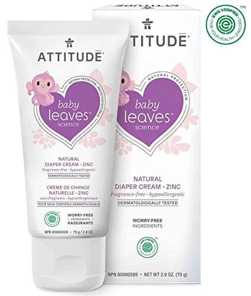 (2,6 Cream Moisture, Tested Prevents Dermatologist VERIFIED, EWG Diaper Cream , leaves Hypoallergenic, Diaper Zinc Fluid Blocks Rash Ounce) , ATTITUDE Natural Irritation Baby and Fragrance-Free ,
