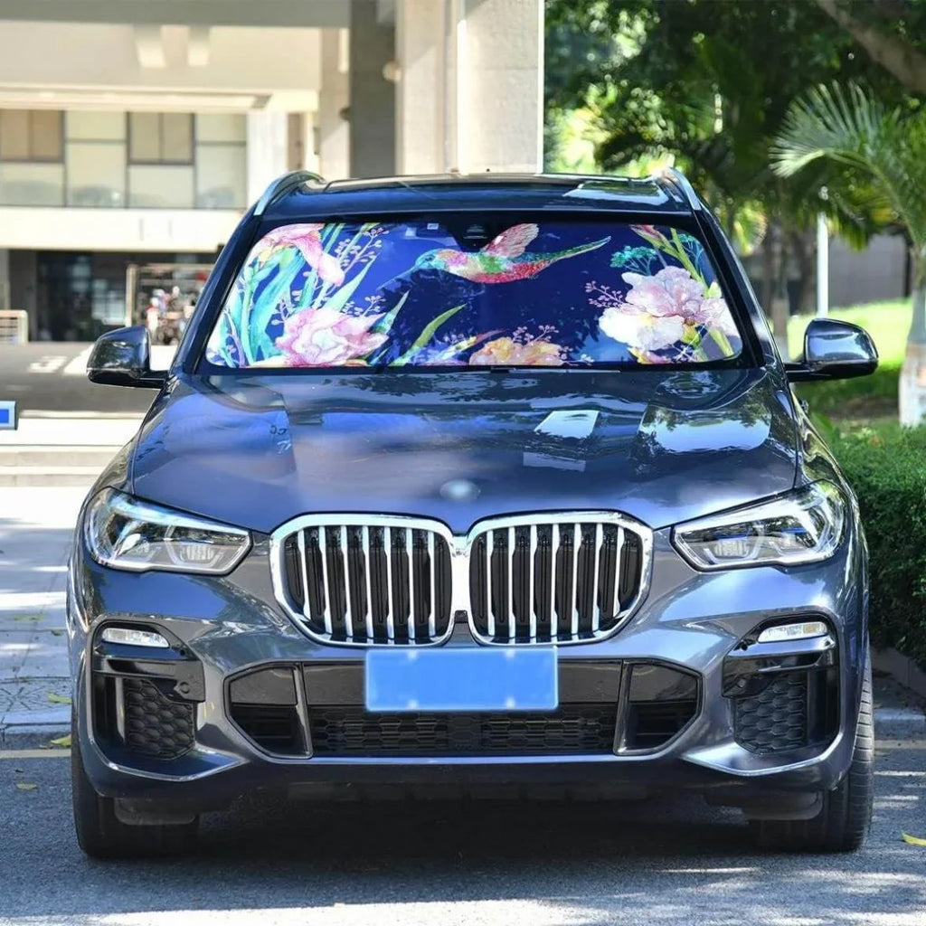 Protector Front x Truck,55 Car SUV Ray Your for Sun Shade Hummingbird Shield Cool Sun Keep Vehicle Sun Visor Windshield Folding Flower Fits to UV 27.6 Shade,Blocks Bestwell Inch