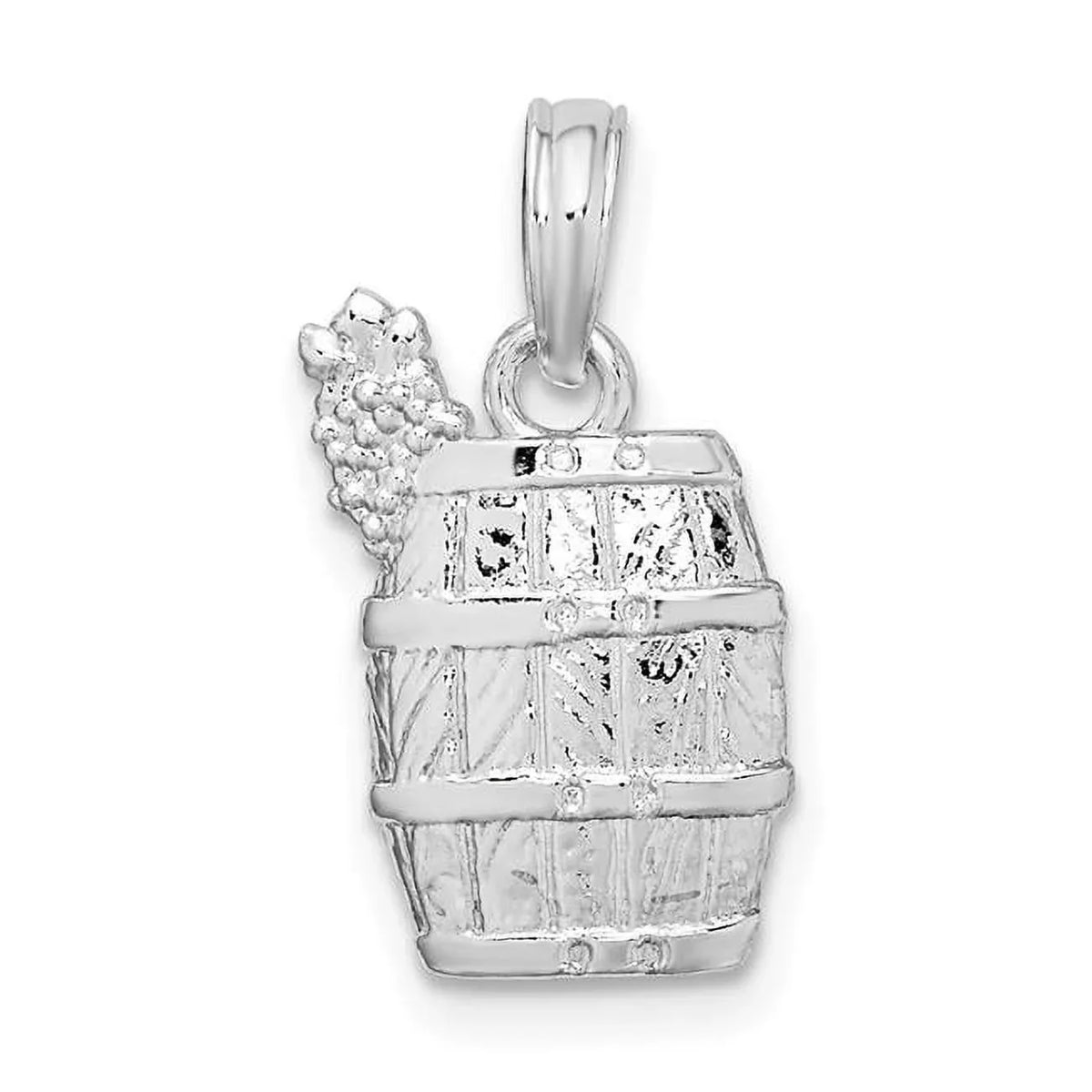 Silver Pendant wine Sterling Barrel Grapes with Polished