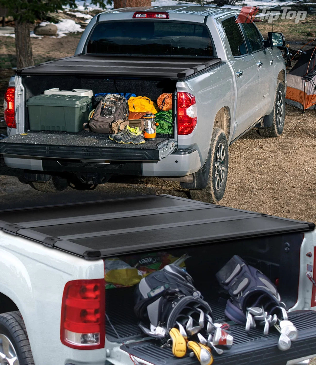 (60.3") The Deck TIPTOP or Tri-Fold | Top Truck System| Tacoma Without Bed Rail FRP With Tonneau For |For On 2005-2015 Hard TPM3 5ft Models Cover Bed