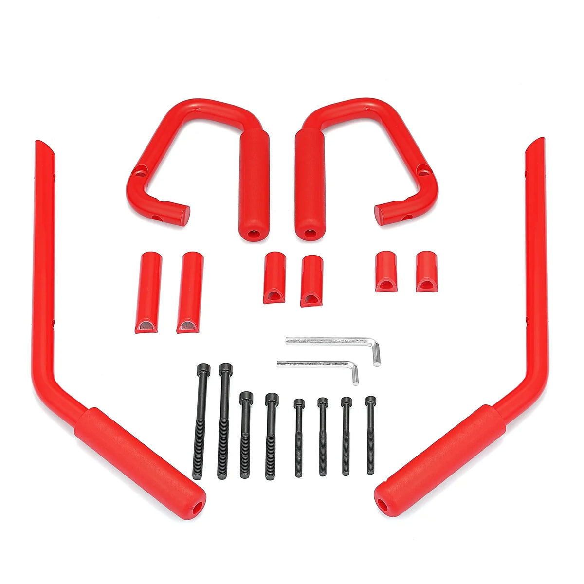 & WEISEN- Coated Aluminum Handles 07-18 Set Full Rear Powder JK Front Bar Red Jeep Wrangler for Grab