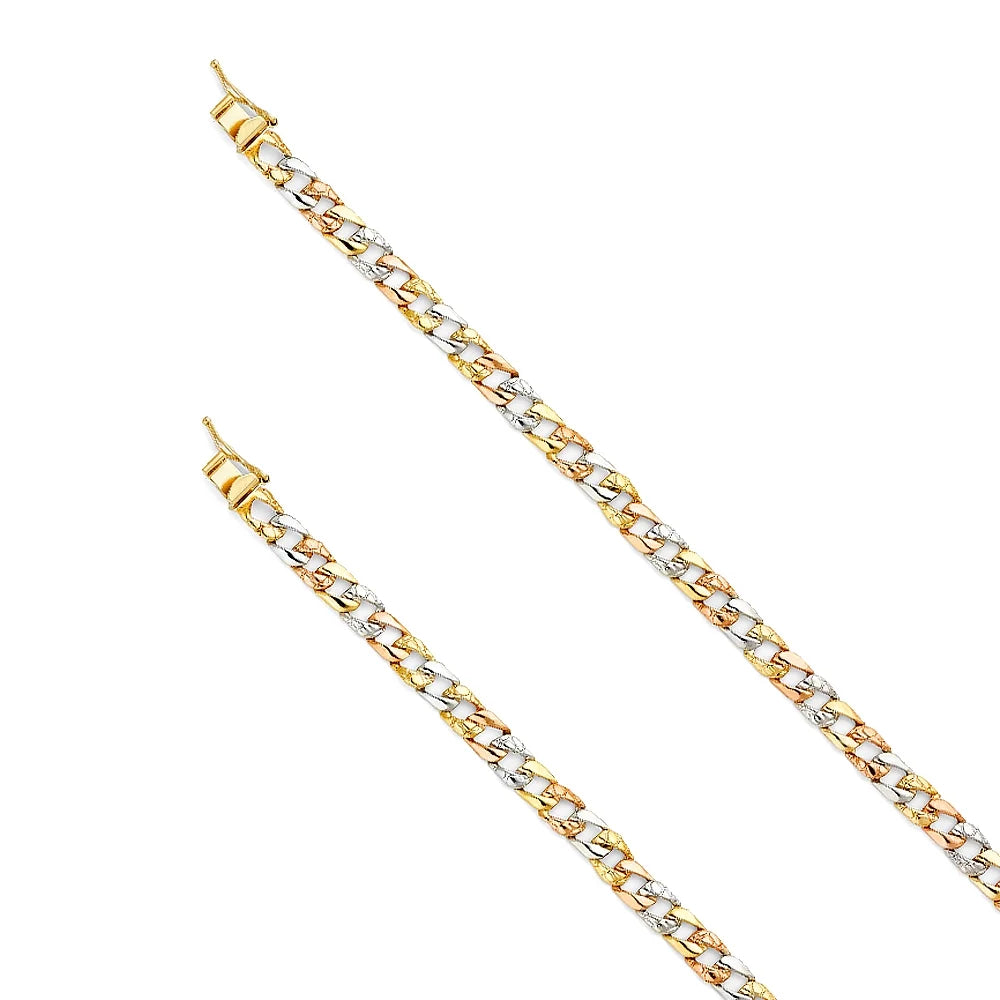 Women for Bracelets Color Chain Gift Men| Link Gold 14k and | Stamp Nugget Bracelet Jewelry Men’s Weight 3C 6.3 -  for Cuban Gold Tri 7" |