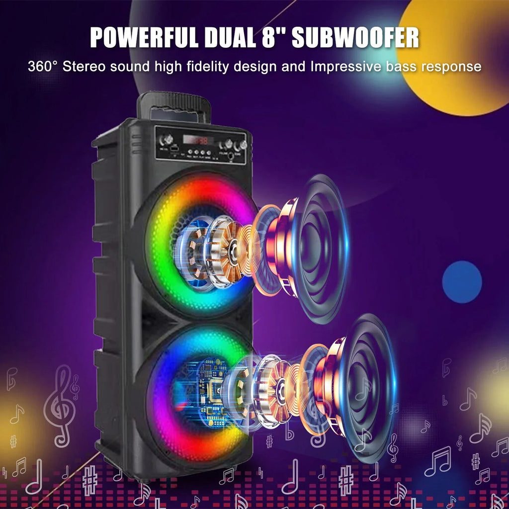 Sound Speaker Portable Speaker Heavy Subwoofer Bass 8-inch TIANLAIMEI Party Loud Mic Party Dual & -FM/AUX/MP3/USB System 6000W Bluetooth