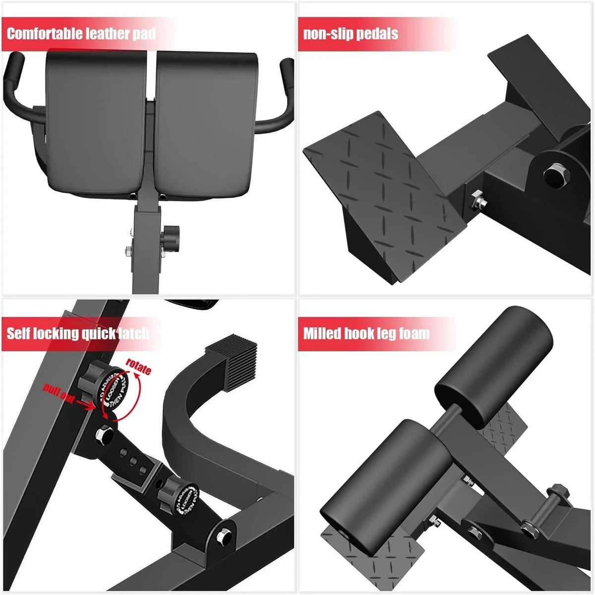 Tilt Hyperextension Angle Extension Back Position Machine, 150kg/330lbs Angle Chair W/ Height Adjust Roman Bench 5