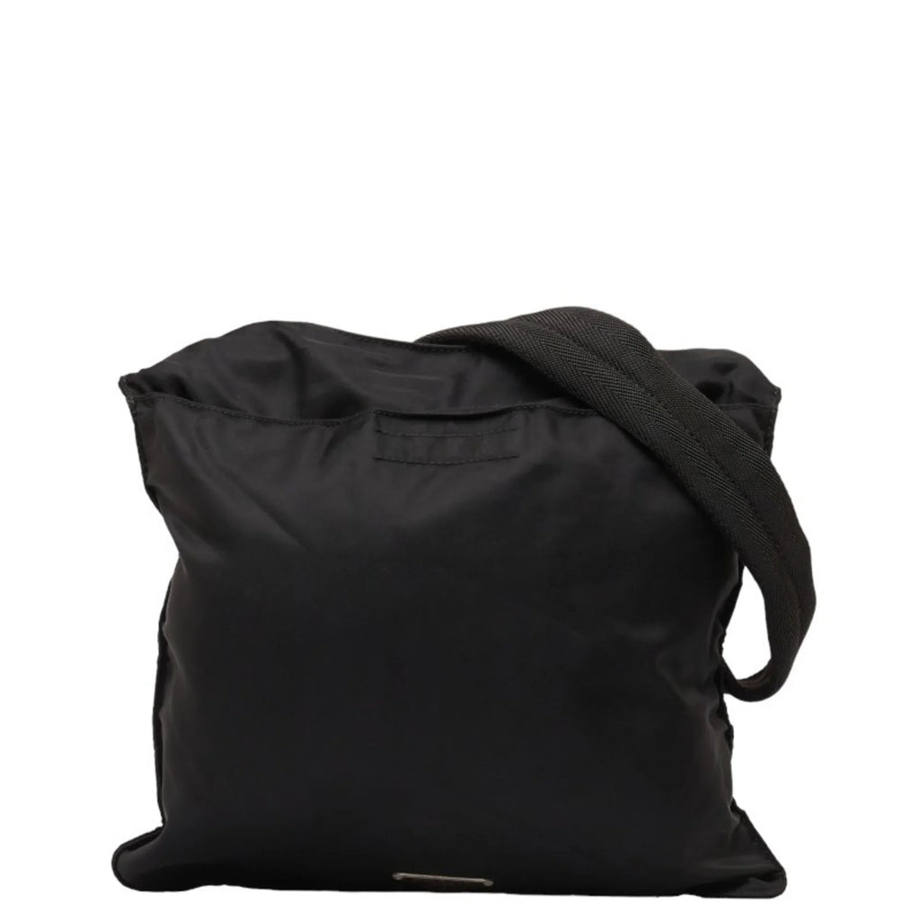 Nylon PRADA Prada Bag Women's Black Plate Leather (Fair) Shoulder Triangle Pre-Owned