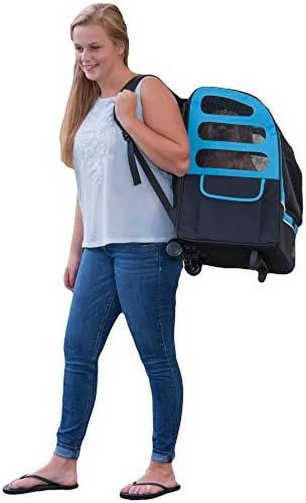 Mesh Tether, For Cats/Dogs, Seat Car Ocean Extra Carrier, Ventilation, Pouch, Traveler Storage Included Telescoping Plus Travel Blue, Large Handle, (PG1280OB)