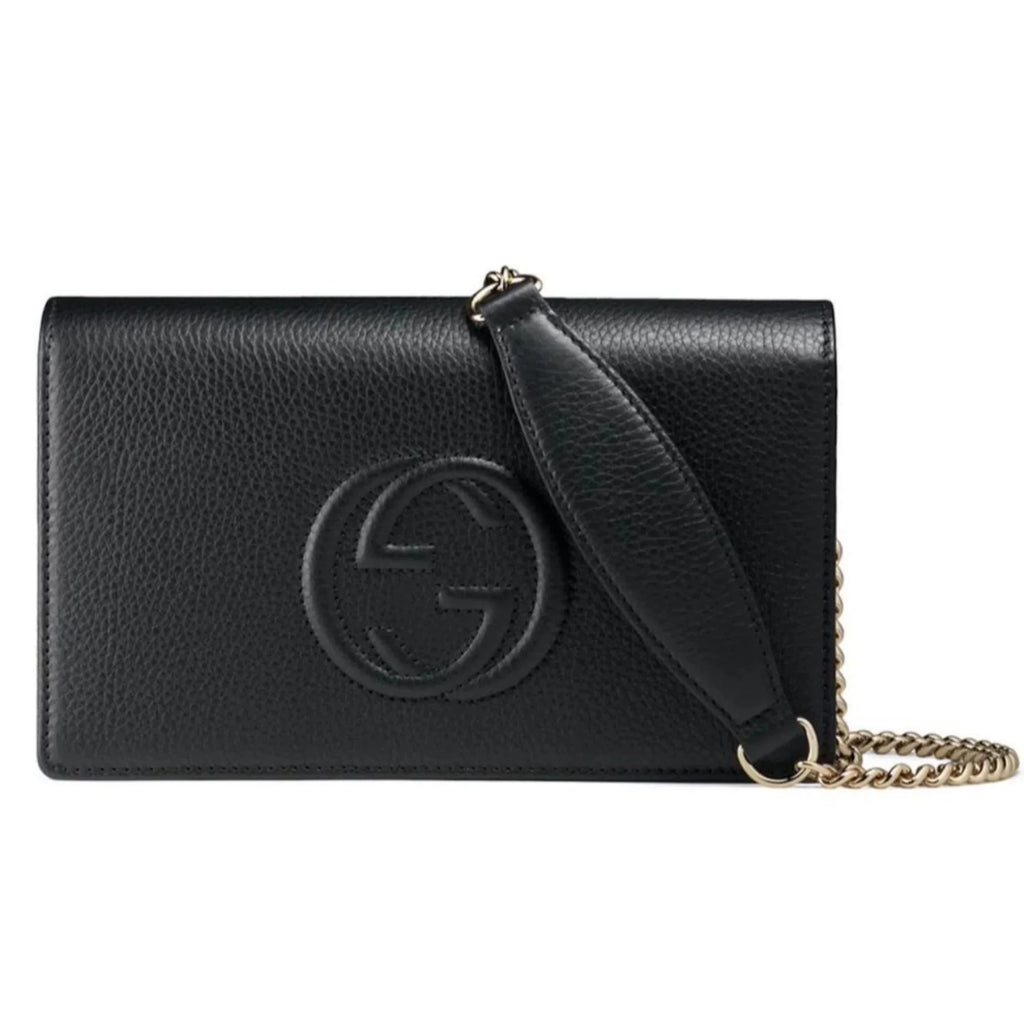 Black Chain Gucci Leather Soho Wallet Body Cross Bag on