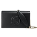 Black Chain Gucci Leather Soho Wallet Body Cross Bag on