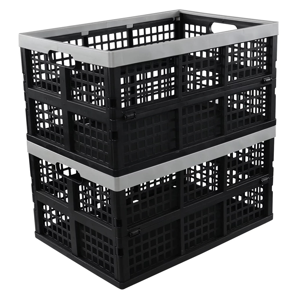 L Pack Ponpong 2 42 Crates, Folding Collapsible Plastic Storage, Crate Storage