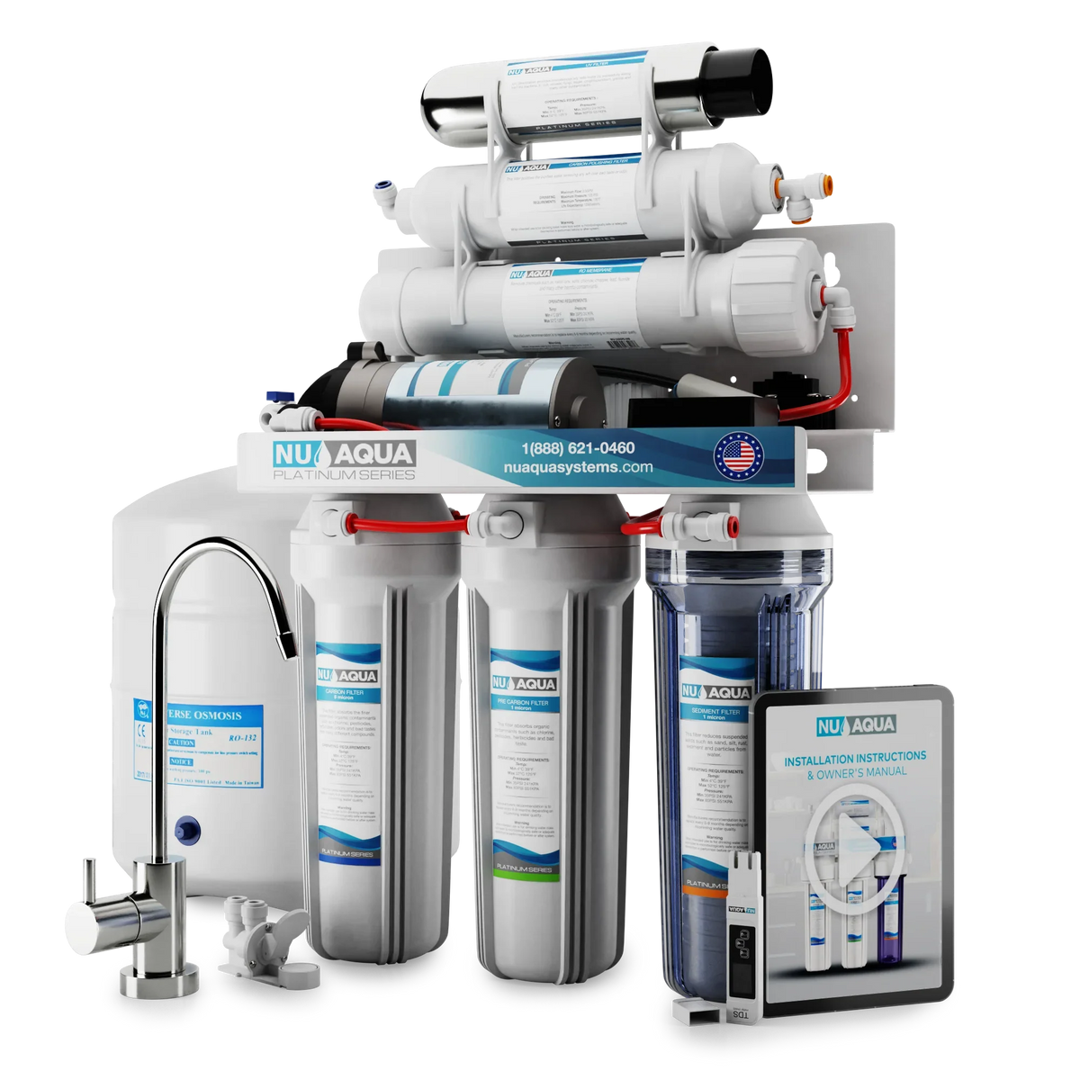 100GPD Ultraviolet Stage 6 UV Pump Booster Platinum NU RO Series with System