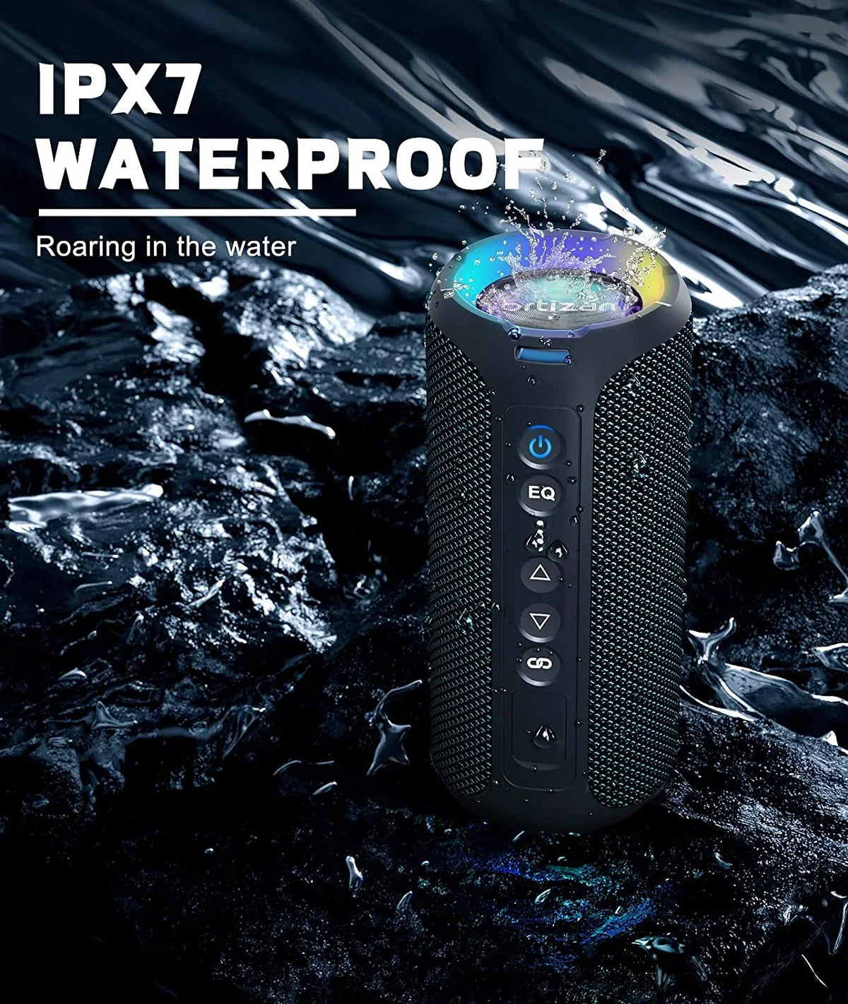 IPX7 Deep Speaker, with Ortizan Speakers Bluetooth Speakers, 40W Stereo Liquidproof Loud Portable
