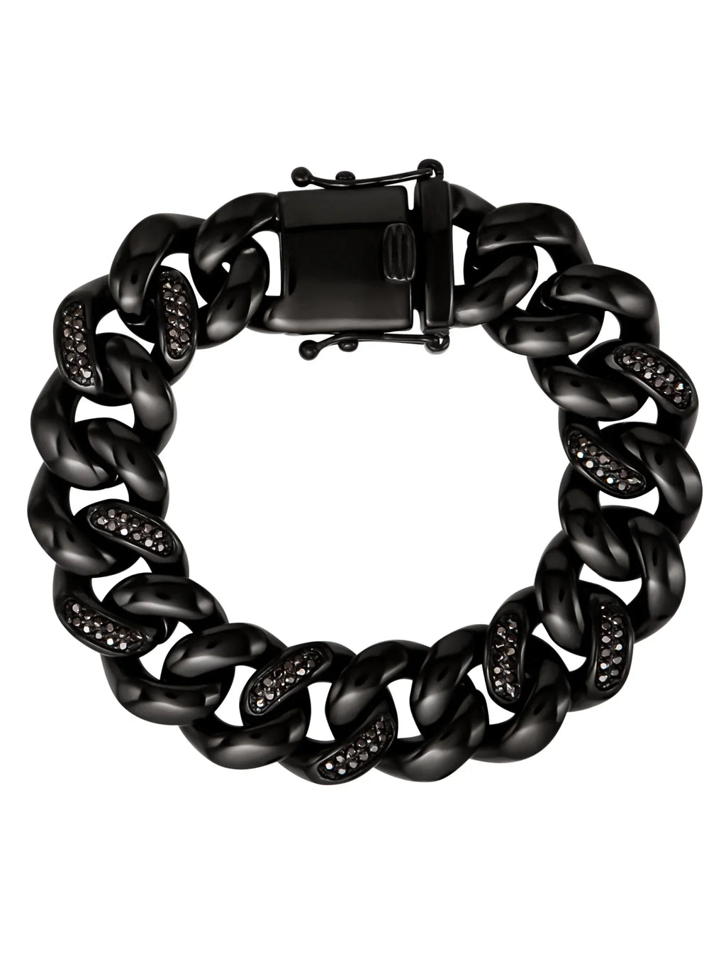 Bracelet Steel Simulated Men's Shaquille Black Stainless IP Curb O'Neal Plated Diamond